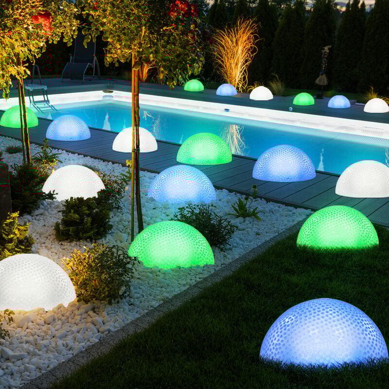 foto del prodotto set di 18 luci decorative da giardino a led con effetto semisfera ip44 faretti da esterno