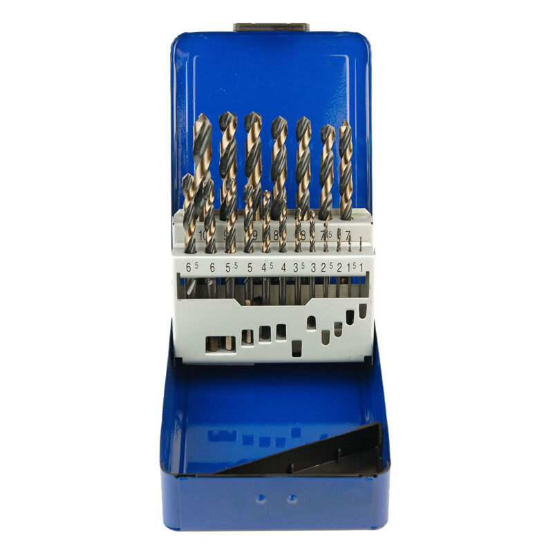 foto del prodotto set di 19 punte elicoidal hss per metallo 1 a 10 mm coda con 3 flat