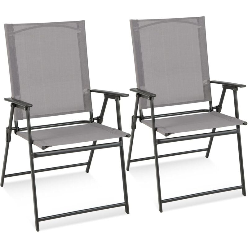 foto del prodotto set di 2 4 sedie pieghevoli da giardino in textilene resistente alle intemperie, sedie da esterno con schienale alto, poltrona portatile per giardino