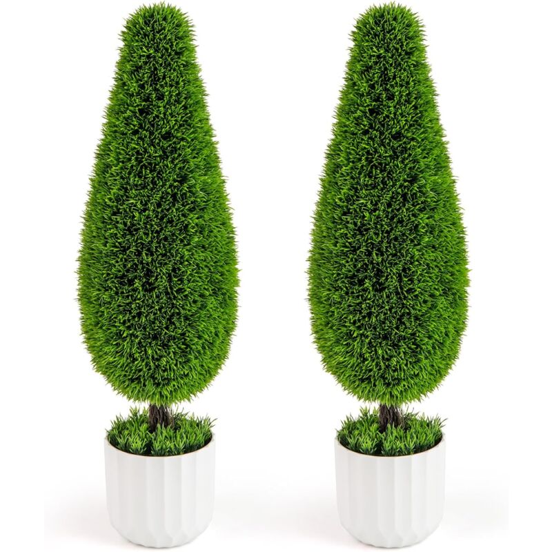 foto del prodotto set di 2 alberi di cedro artificiale da 90 cm, piante finte in vaso da interno ed esterno, decorazione per soggiorno, ingresso, portico relax4life