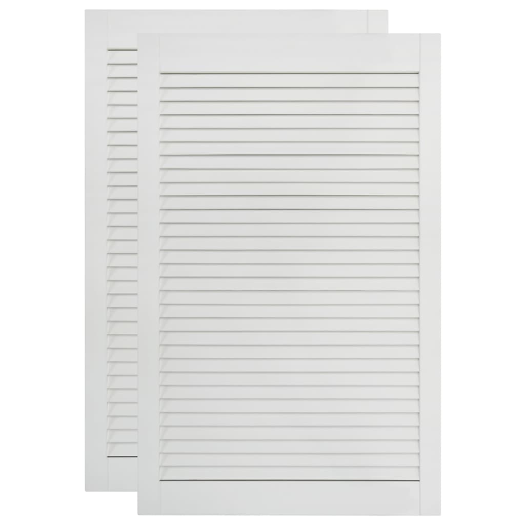 foto del prodotto set di 2 ante con persiana, ante dell 39 armadio, ante degli scaffali, rivestimento per armadio, guardaroba, guardaroba, bianco, 99 x 60 cm, in legno massello di pino 02 0003913