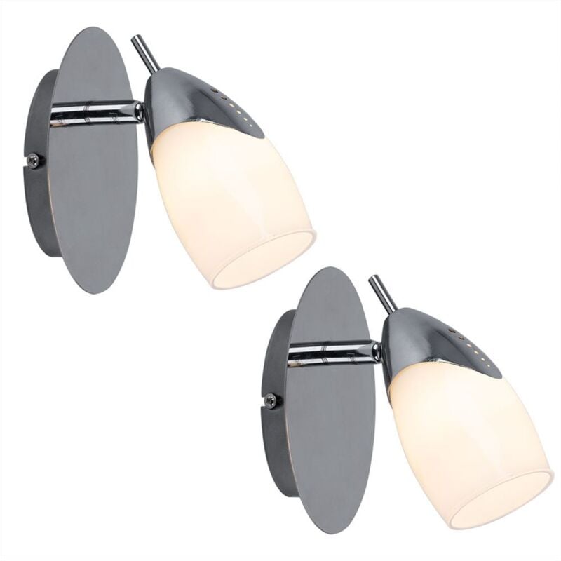 foto del prodotto set di 2 applique a led, faretti da parete, orientabili, metallo, verniciato argento, vetro satinato, g9 3 watt, 210 lumen, corridoio, soggiorno,