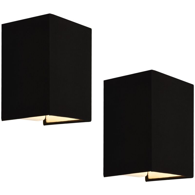 foto del prodotto set di 2 applique forma angolare e27 60 w 20 x 16 x 13 cm paralume in lino nero