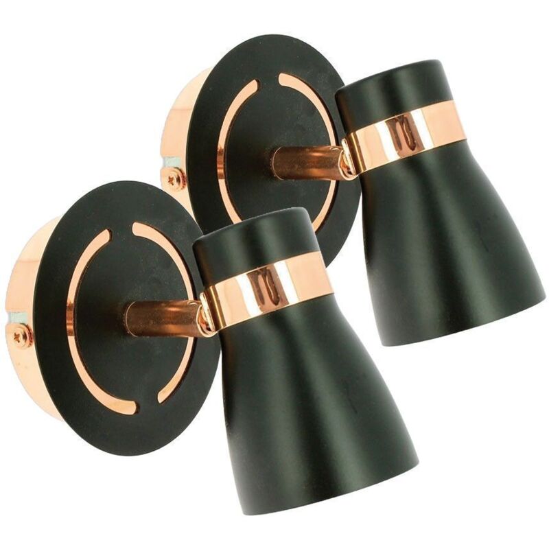 foto del prodotto set di 2 applique hampton gu10 nero opaco oro rosa
