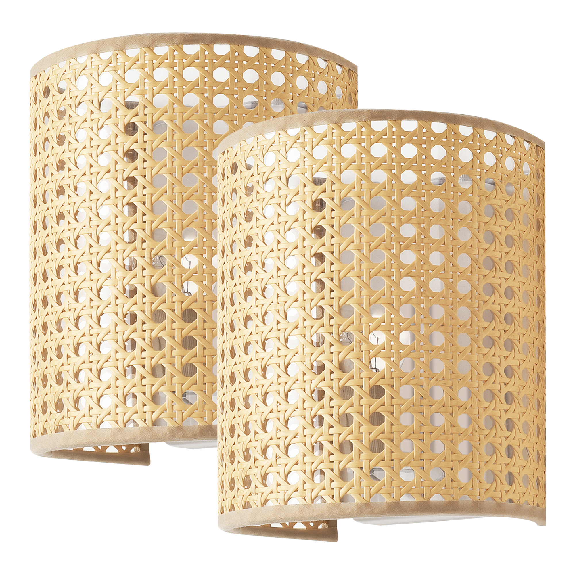 foto del prodotto set di 2 applique per interni ascot a paralume semicilindrico effetto rattan lux.pro