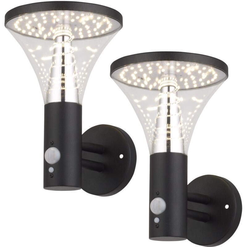 foto del prodotto set di 2 applique solari benidorm equi. rilevatore di presenza 60w 3 modalit 