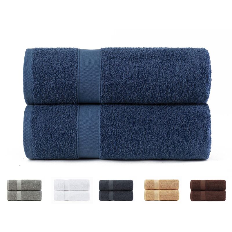foto del prodotto set di 2 asciugamani da bagno grandi, 100 cotone da 550 g m , extra morbidi, altamente assorbenti e ad asciugatura rapida, 70 x 140 cm, colore blu