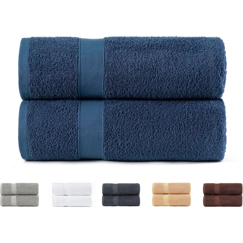 foto del prodotto set di 2 asciugamani da doccia, 100 cotone 550 g m , extra morbidi, altamente assorbenti e ad asciugatura rapida. dimensioni 70 x 140 cm, colore blu