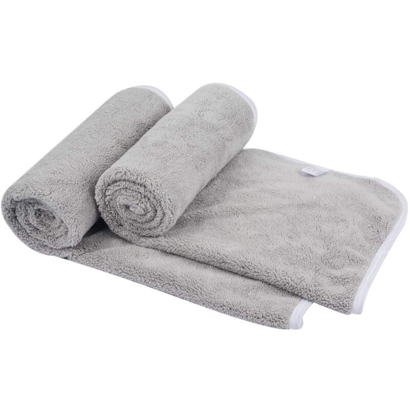 foto del prodotto set di 2 asciugamani in microfibra asciugamani per le mani 35x75cm, grigio chiaro