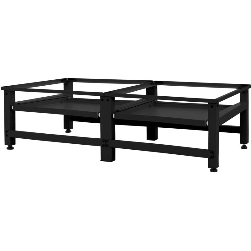 foto del prodotto set di 2 basi per lavatrice asciugatrice frigorifero con ripiano estraibile ca. 122x53x37 cm in acciaio nero max. 150 kg piedistalli supporti