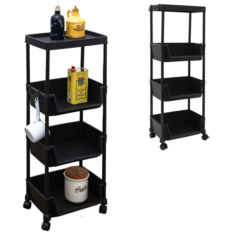 foto del prodotto set di 2 carrellini con ruote portaoggetti 35x24x100 carrello cucina salvaspazio