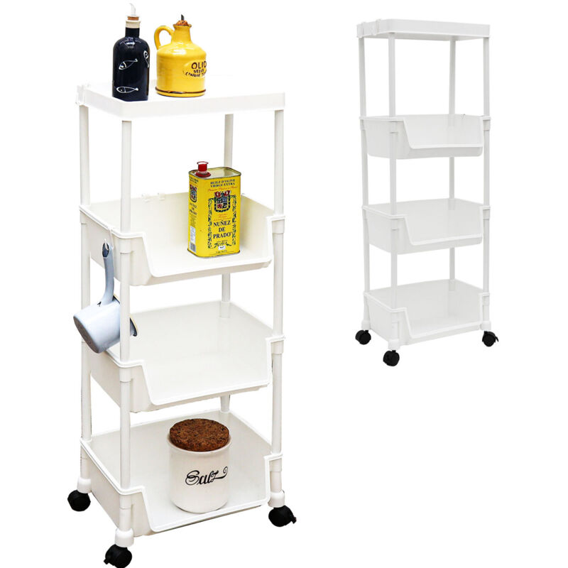 foto del prodotto set di 2 carrellini con ruote portaoggetti 35x24x100 carrello cucina salvaspazio