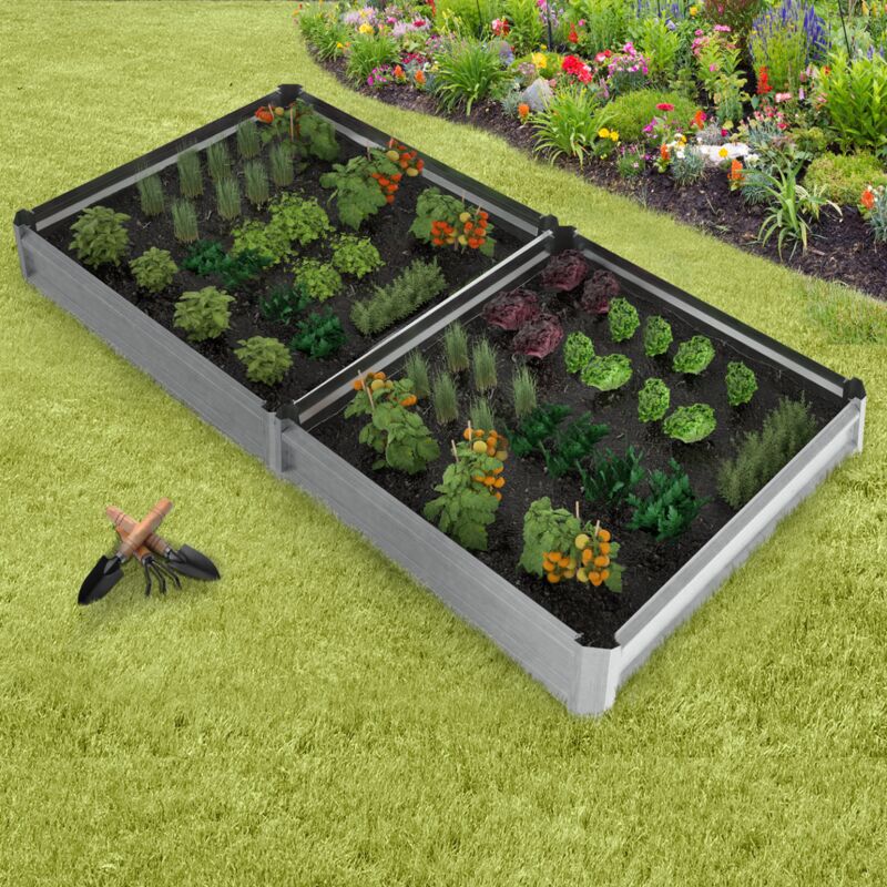 foto del prodotto set di 2 caselle da orto in metallo 90 x 90 cm, grigio antracite