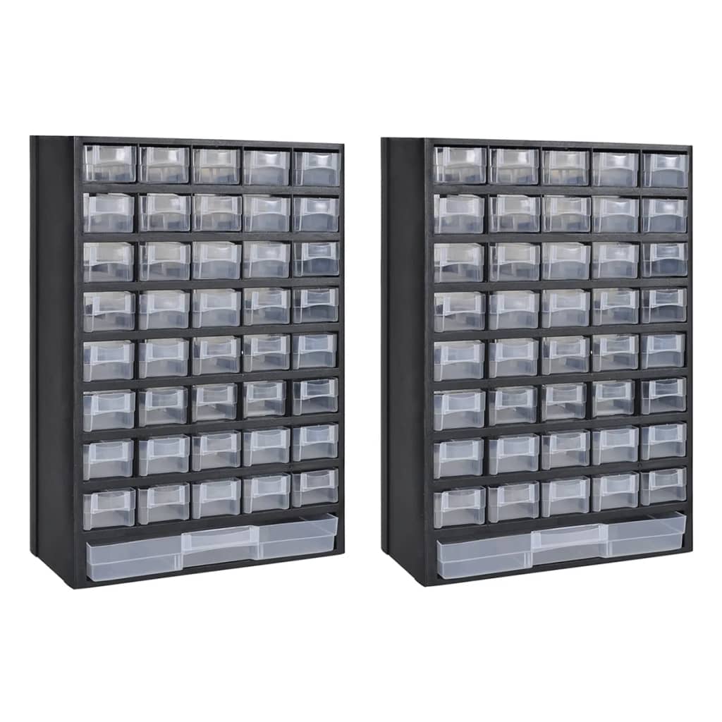 foto del prodotto set di 2 cassette porta attrezzi 41 cassetti in plastica ripiano per armadio 02 0003818