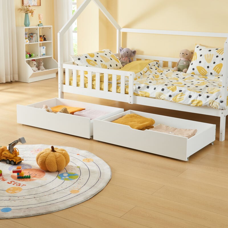 foto del prodotto set di 2 cassetti sottoletto ydre a 4 rotelle 97,5 x 62 x 22 cm bianco en.casa 