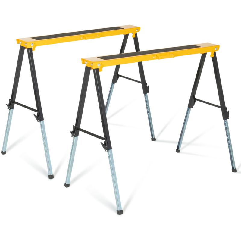 foto del prodotto set di 2 cavalletti telescopici pieghevoli con ampia piattaforma antiscivolo