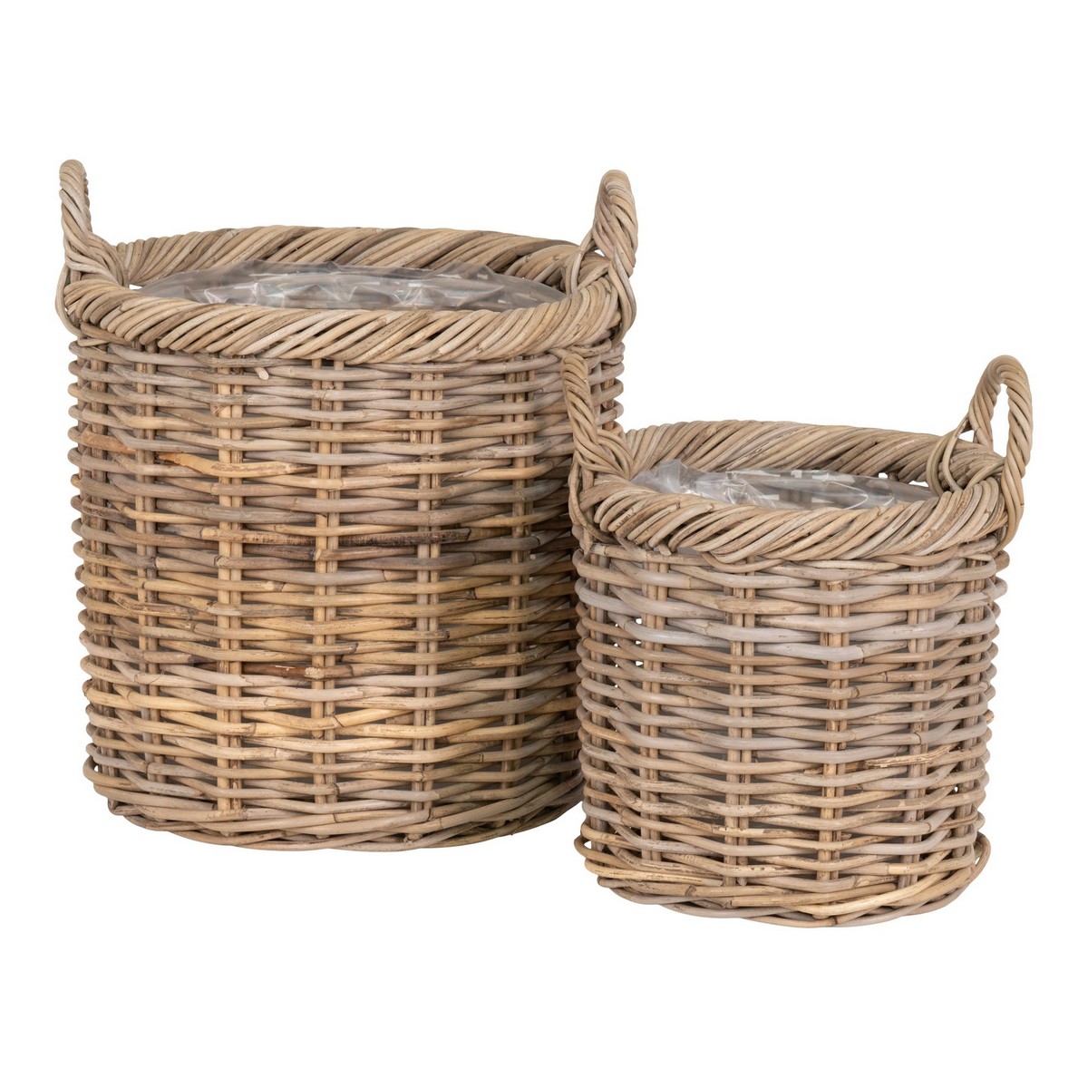 foto del prodotto set di 2 cesti portaoggetti gili, marrone, rattan, 40x40x48 cm, epikasa
