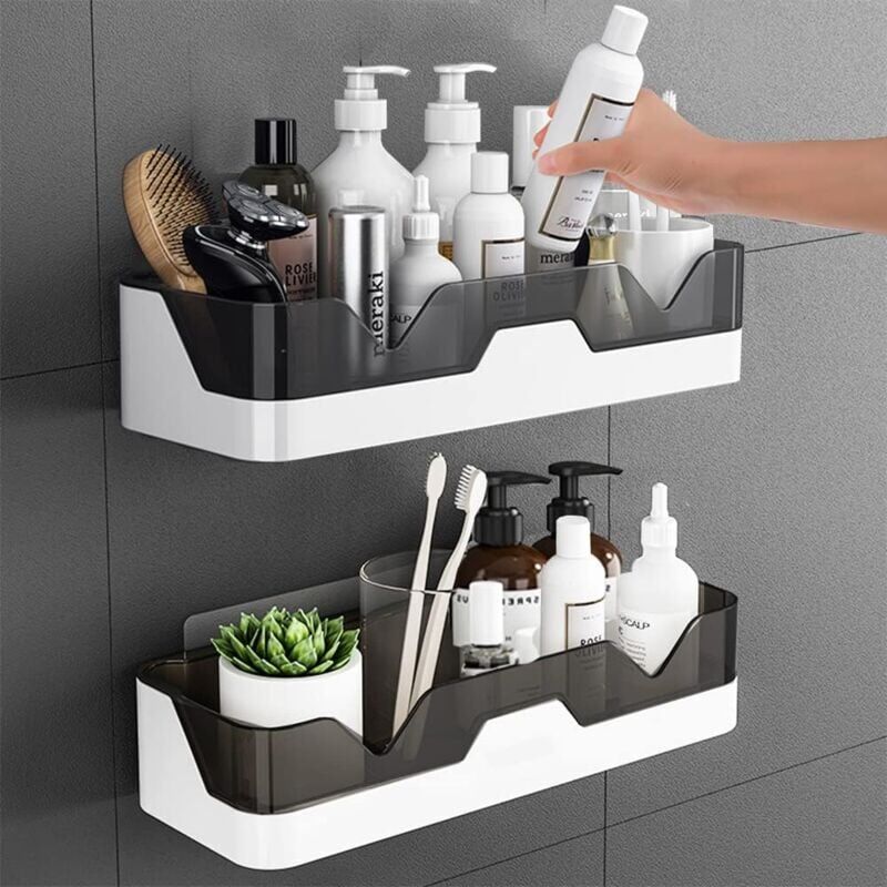 foto del prodotto set di 2 cestini per doccia, cestino per doccia, supporto per bagno senza foratura, mensola per bagno