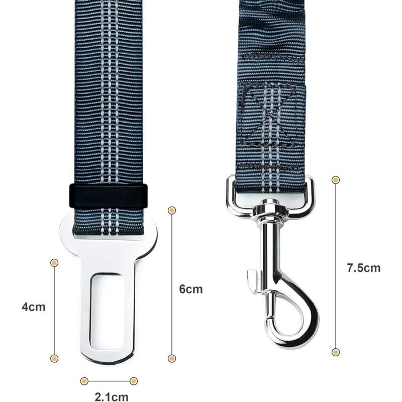 foto del prodotto set di 2 cinture di sicurezza per cani per auto, con assorbimento degli urti e moschettone elastico regolabile per cani, imbracatura di sicurezza