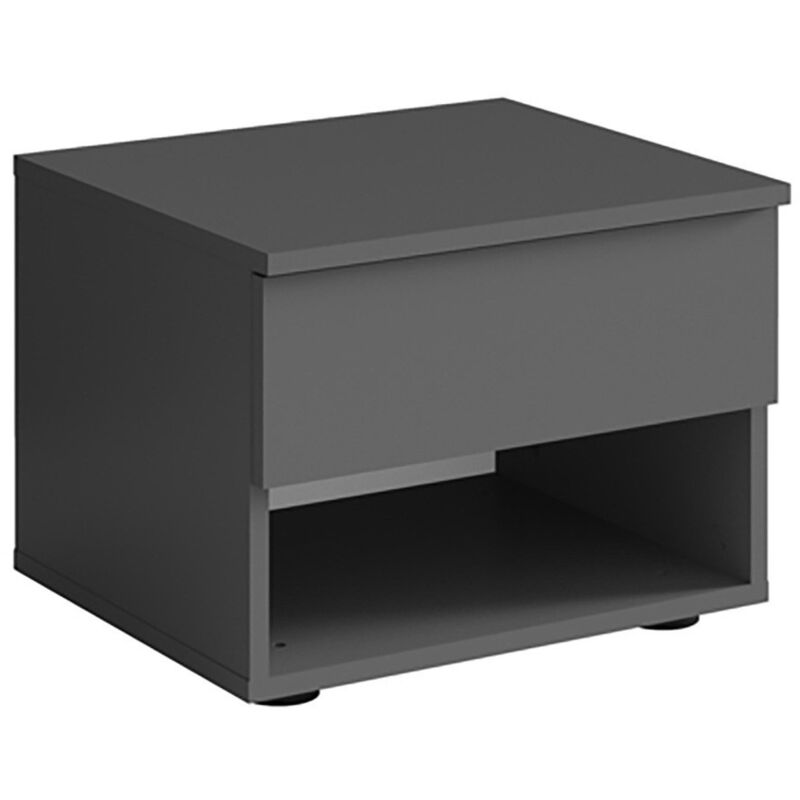 foto del prodotto set di 2 comodini 1 ripiano e 1 cassetto grigio grafite collezione nofi