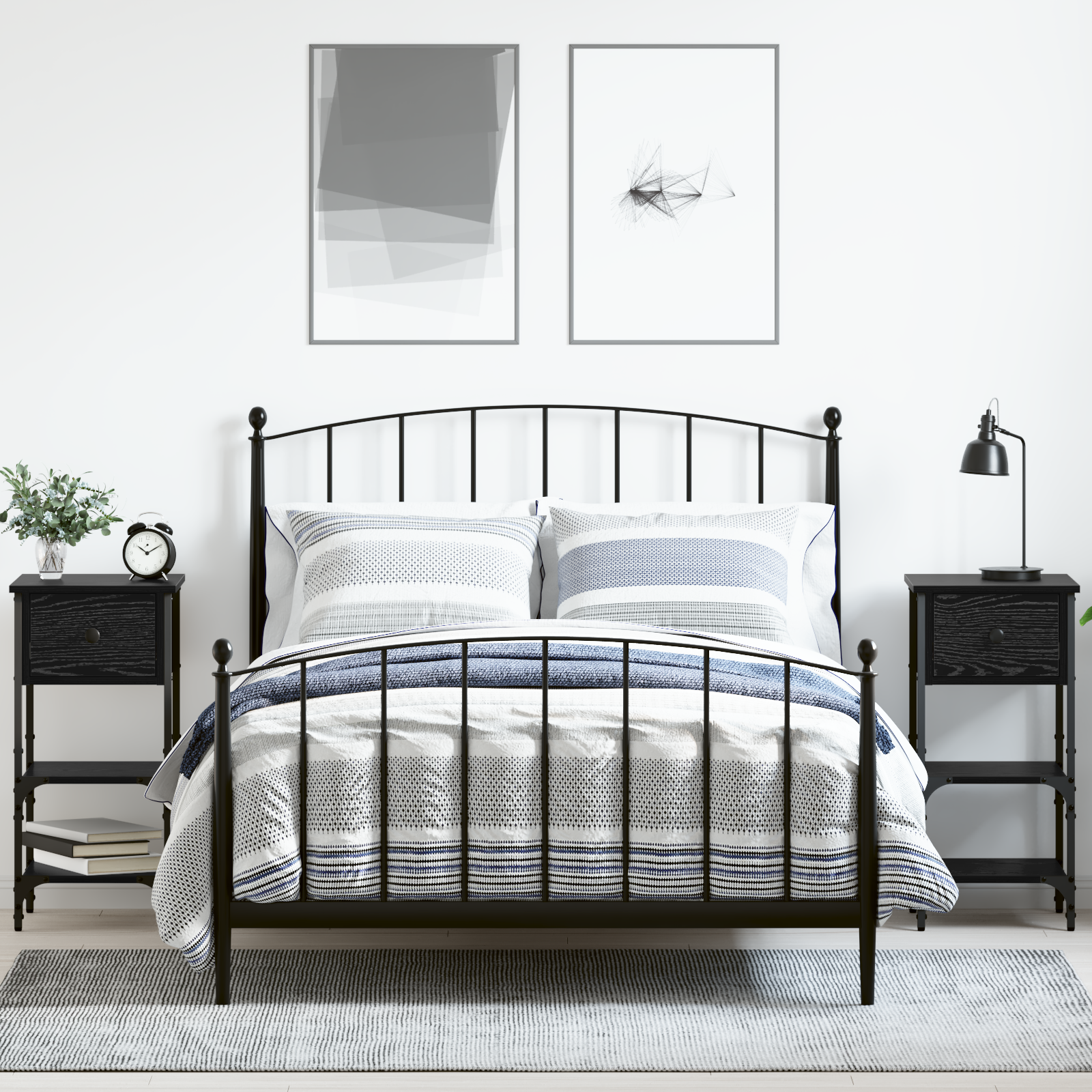 foto del prodotto set di 2 comodini 34x36x70 cm in rovere nero legno ingegnerizzato