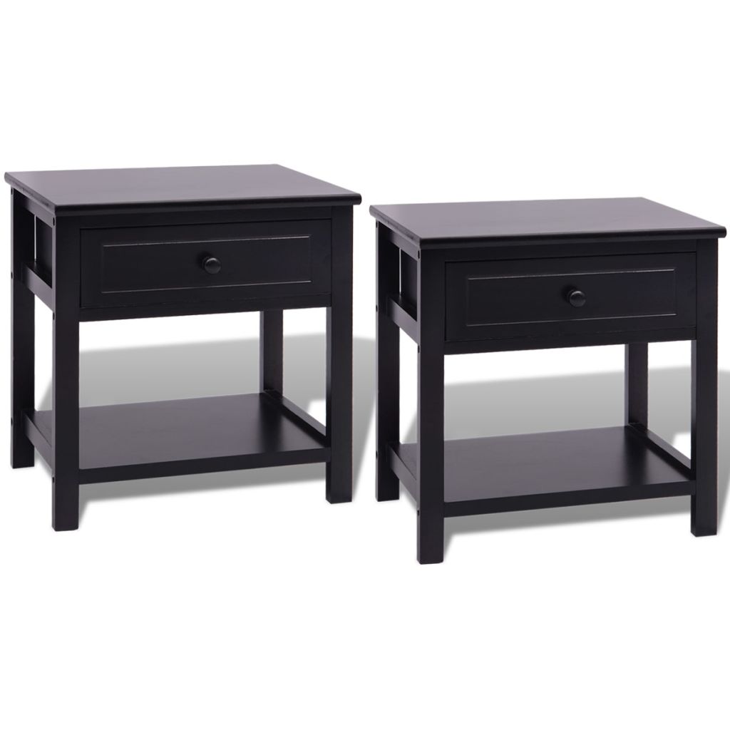 foto del prodotto set di 2 comodini, cassettiera, armadio, mobili per camera da letto, mdf nero 1402045
