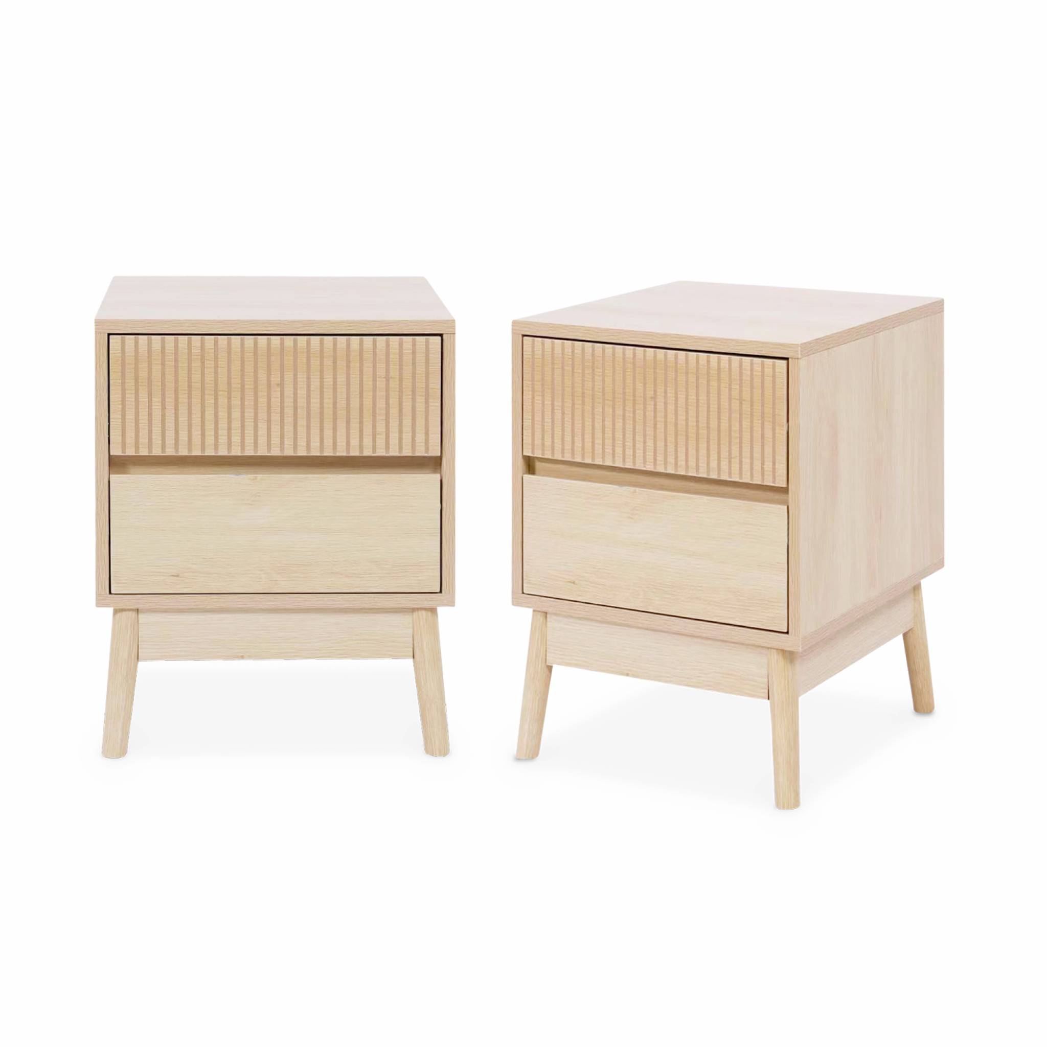 foto del prodotto set di 2 comodini con 2 cassetti, marrone naturale