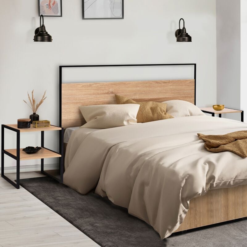 foto del prodotto set di 2 comodini con 2 tondi design industriale detroit