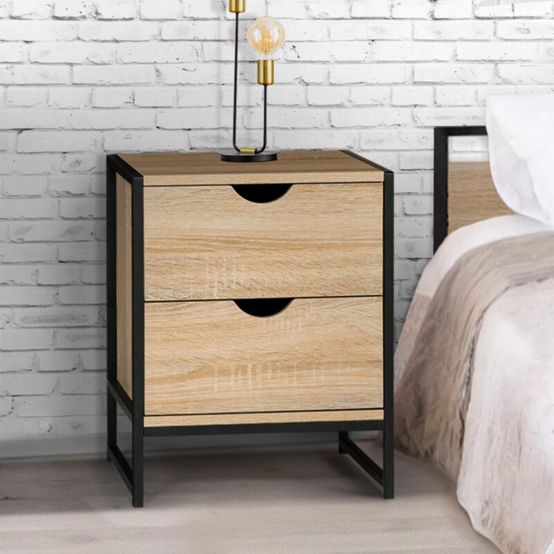 foto del prodotto set di 2 comodini detroit con 2 cassetti design industriale
