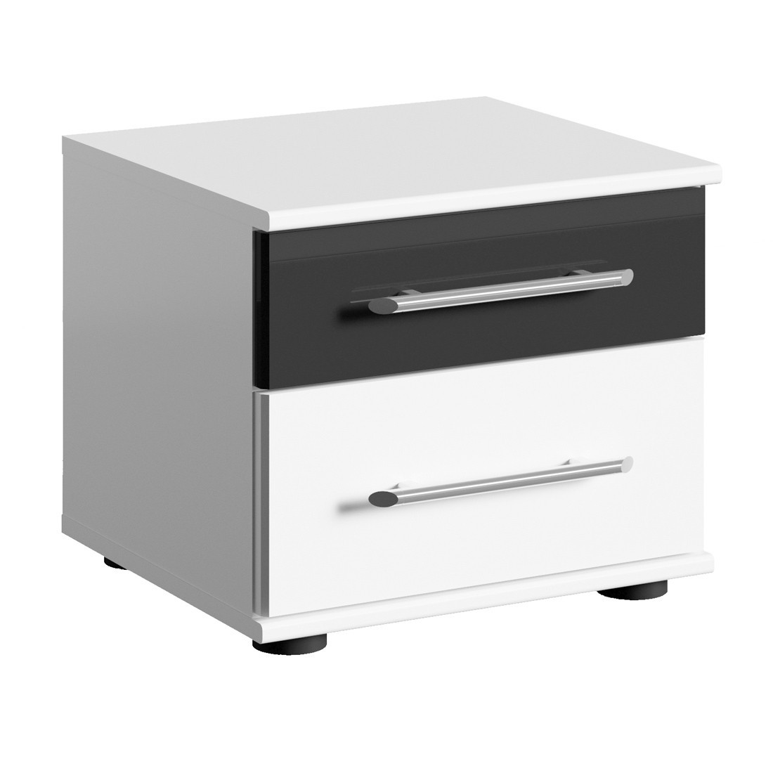 foto del prodotto set di 2 comodini dublin bianco alpino e nero lucido