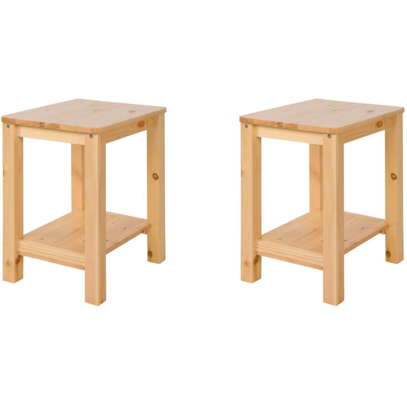foto del prodotto set di 2 comodini e sgabelli moderni e senza tempo in legno naturale moc06020