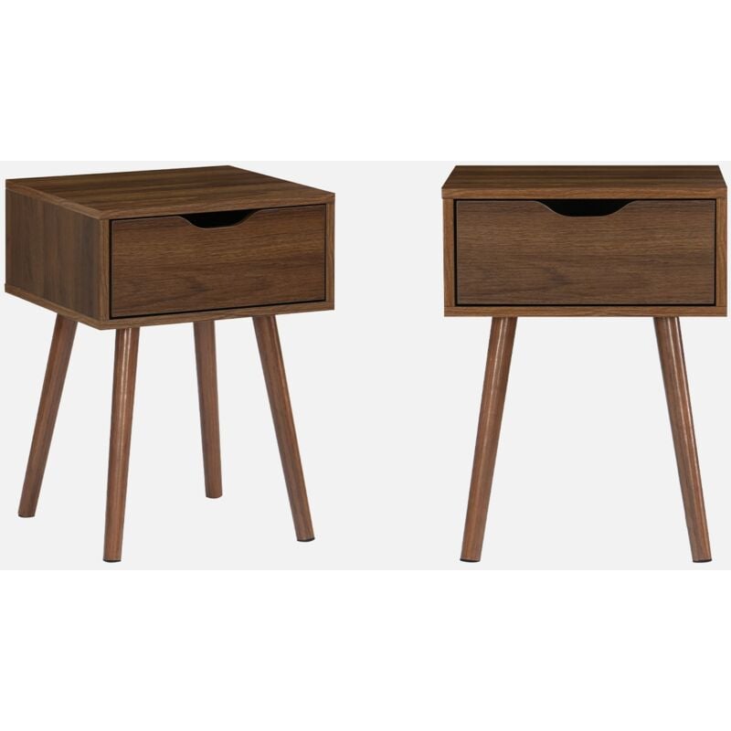 foto del prodotto set di 2 comodini effetto legno 1 cassetto marrone