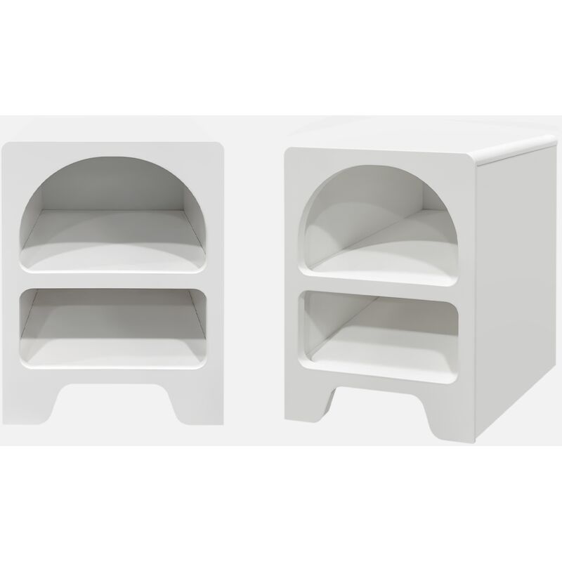 foto del prodotto set di 2 comodini effetto legno bianco, 2 nicchie