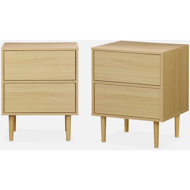 foto del prodotto set di 2 comodini effetto legno naturale
