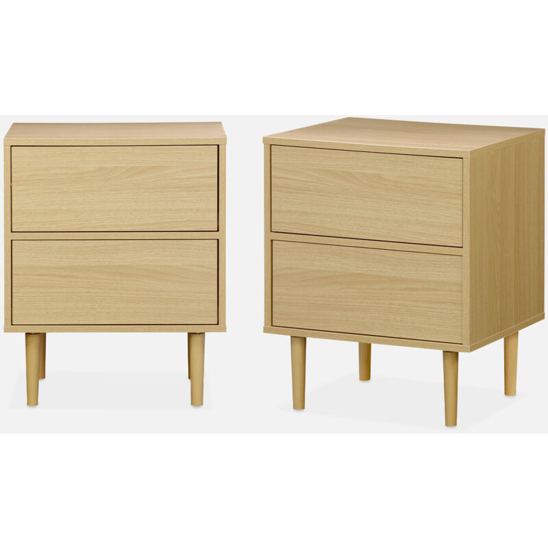 foto del prodotto set di 2 comodini effetto legno naturale, marrone naturale