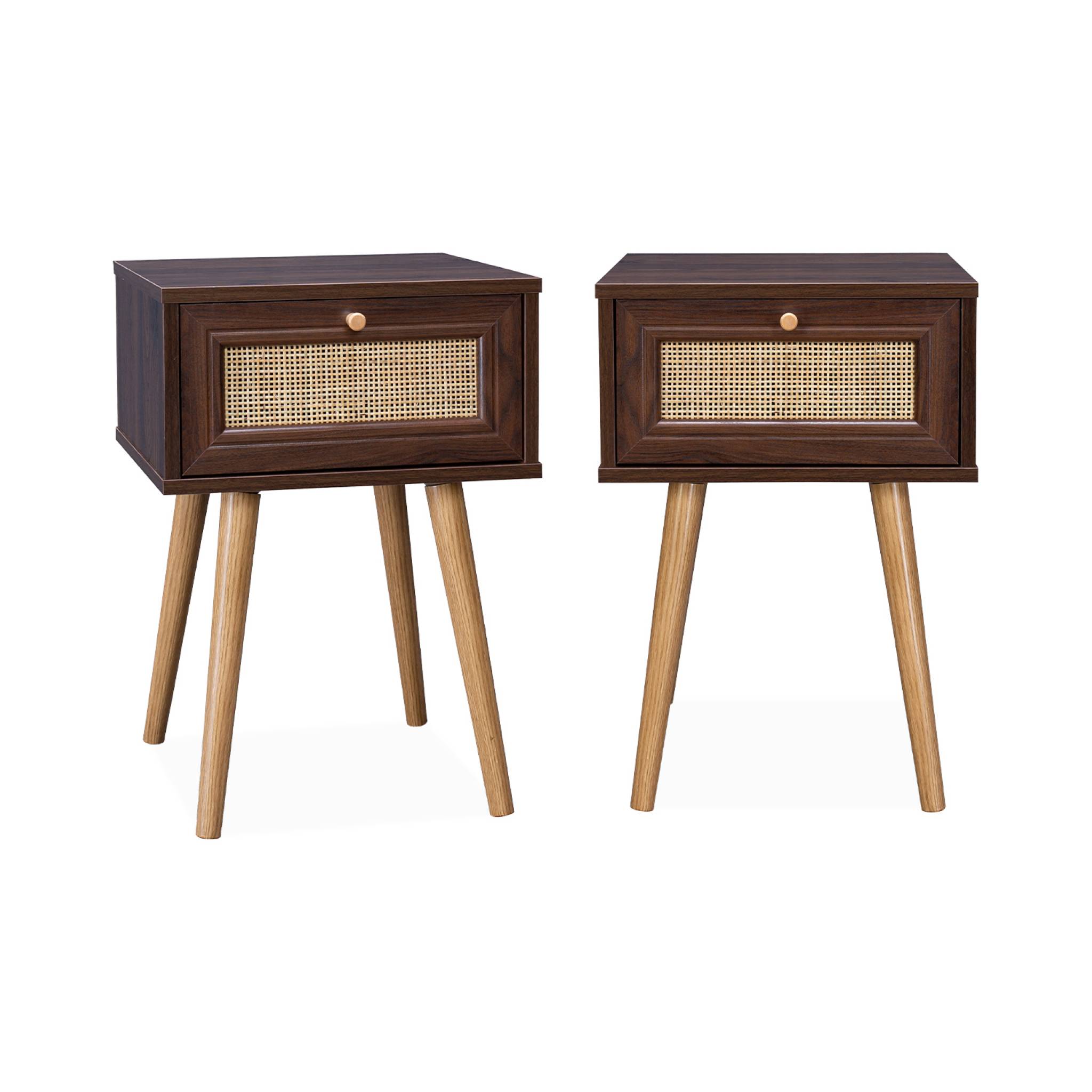 foto del prodotto set di 2 comodini effetto legno scuro i sweeek