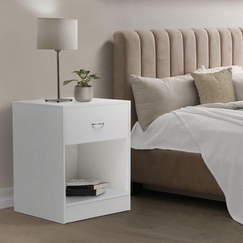 foto del prodotto set di 2 comodini olga, legno bianco