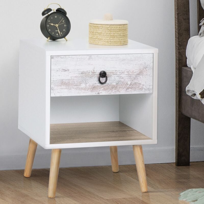 foto del prodotto set di 2 comodini scandinavi a 1 cassetto bahia