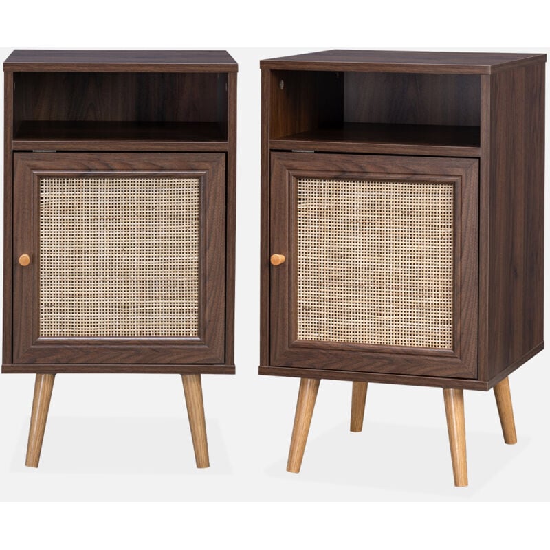 foto del prodotto set di 2 comodini scandinavi in intrecciatura cannage