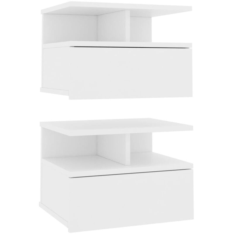 foto del prodotto set di 2 comodini sospesi 40 x 31 x 27 cm con cassetto in derivati del legno bianco dec032762