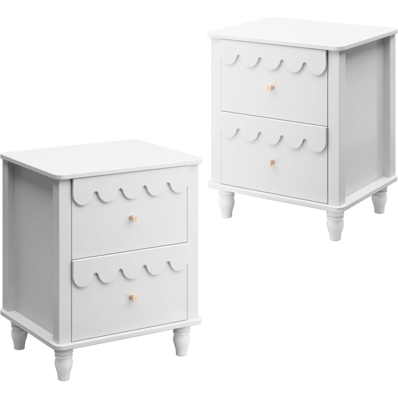 foto del prodotto set di 2 comodini, tavolino laterale con design a onde, tavolino da divano colorato, 2 cassetti portaoggetti, per soggiorno, camera da letto,