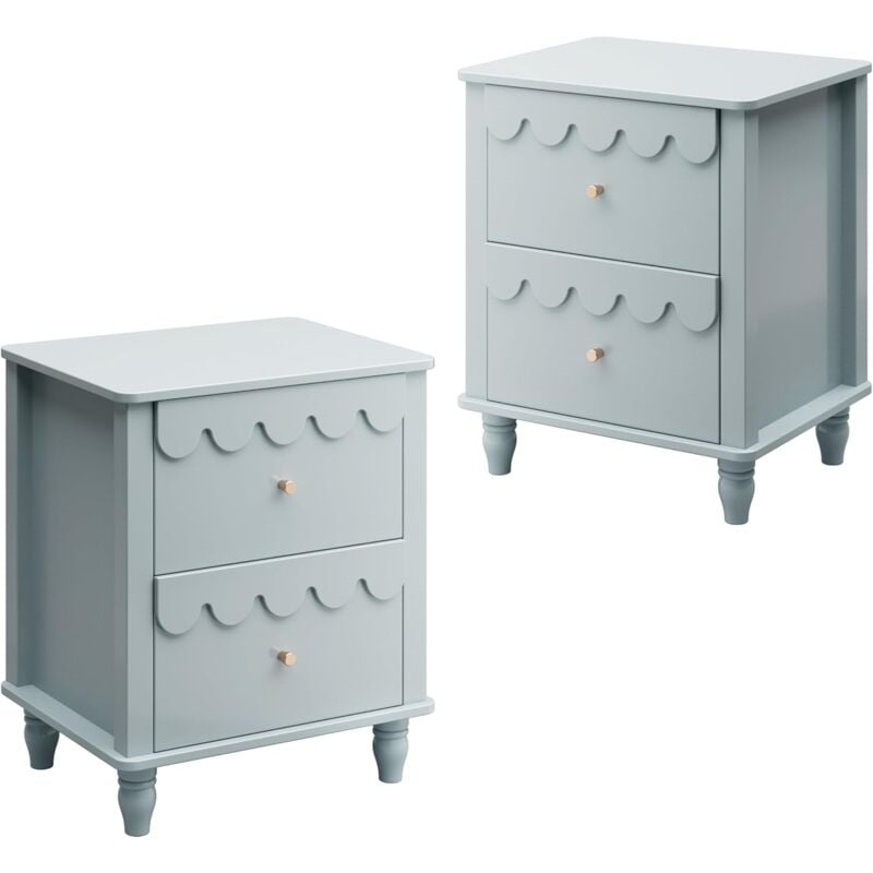 immagine 0 del prodotto set di 2 comodini, tavolino laterale con design a onde, tavolino da divano colorato, 2 cassetti portaoggetti, per soggiorno, camera da letto,