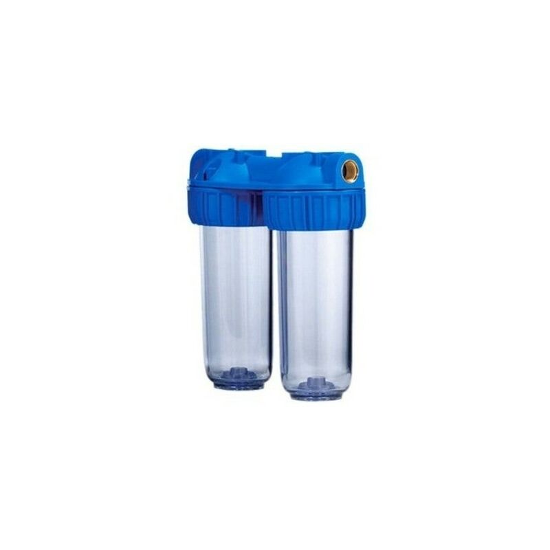 foto del prodotto set di 2 contenitori per filtro da 10'' filtri in fibra da 10'' e 5 micron sedimento connessione rinforzata in ottone