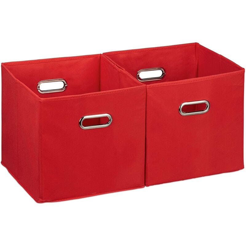 foto del prodotto set di 2 contenitori portaoggetti in tessuto rosso