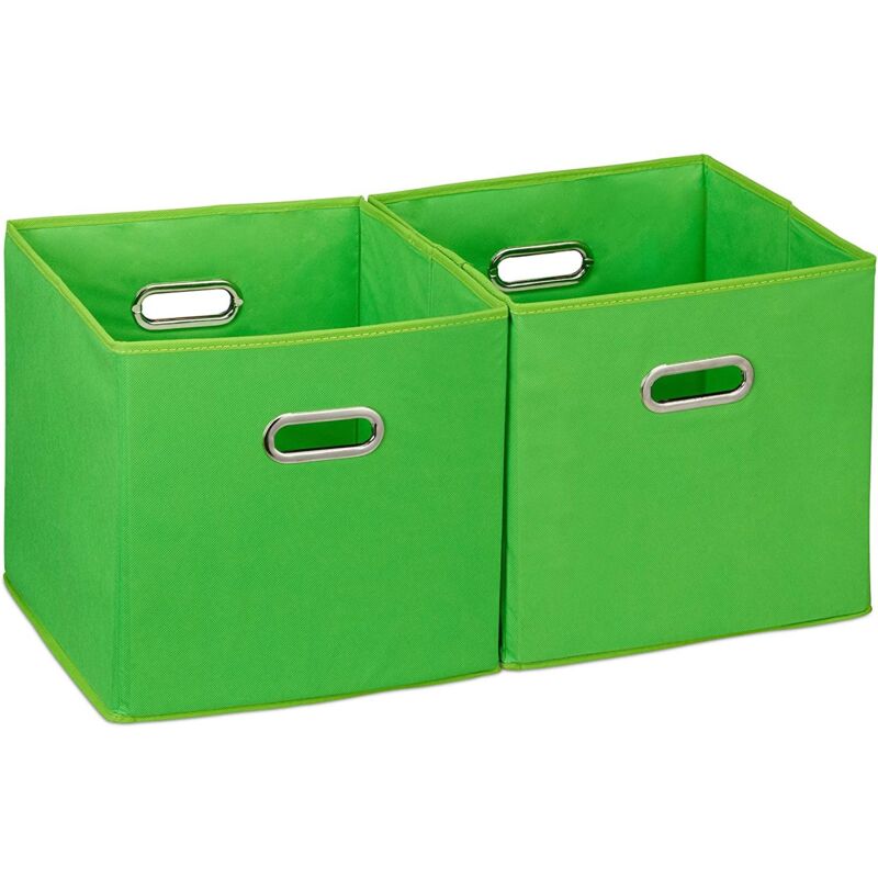foto del prodotto set di 2 contenitori portaoggetti in tessuto verde