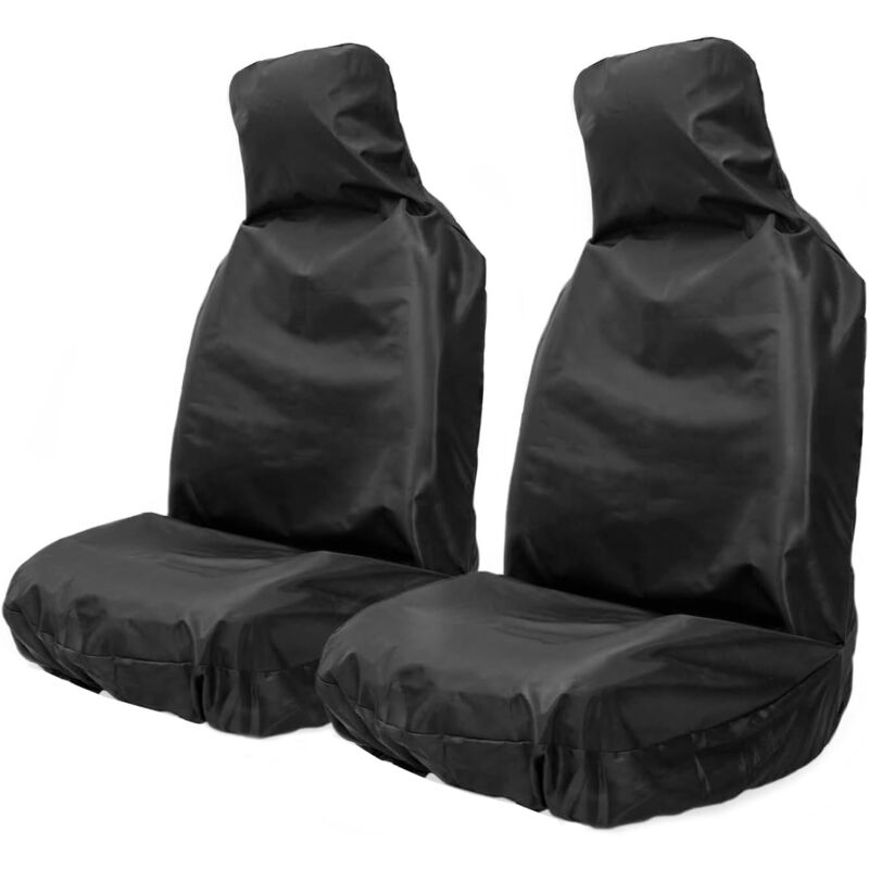 foto del prodotto set di 2 coprisedili anteriori impermeabili per auto, coprisedili universali per auto, protezioni per sedili auto in nylon resistente, nero