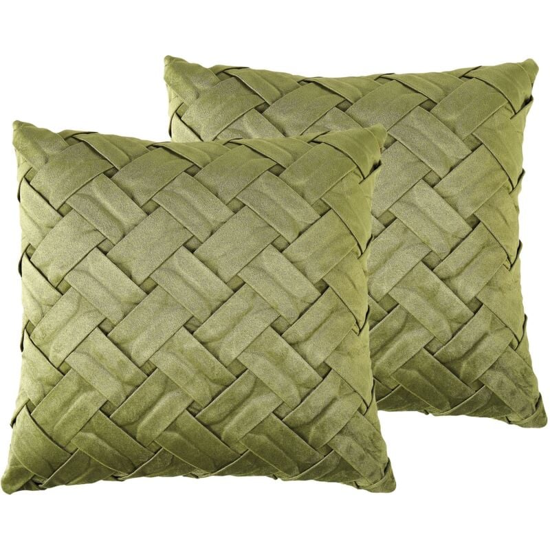 foto del prodotto set di 2 cuscini a fantasia velluto verde oliva 43 x 43 cm narcissus
