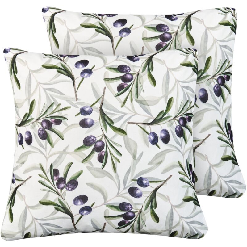 foto del prodotto set di 2 cuscini da esterno accessori da giardino con motivo a foglie 45x45 cm multicolore tranqui