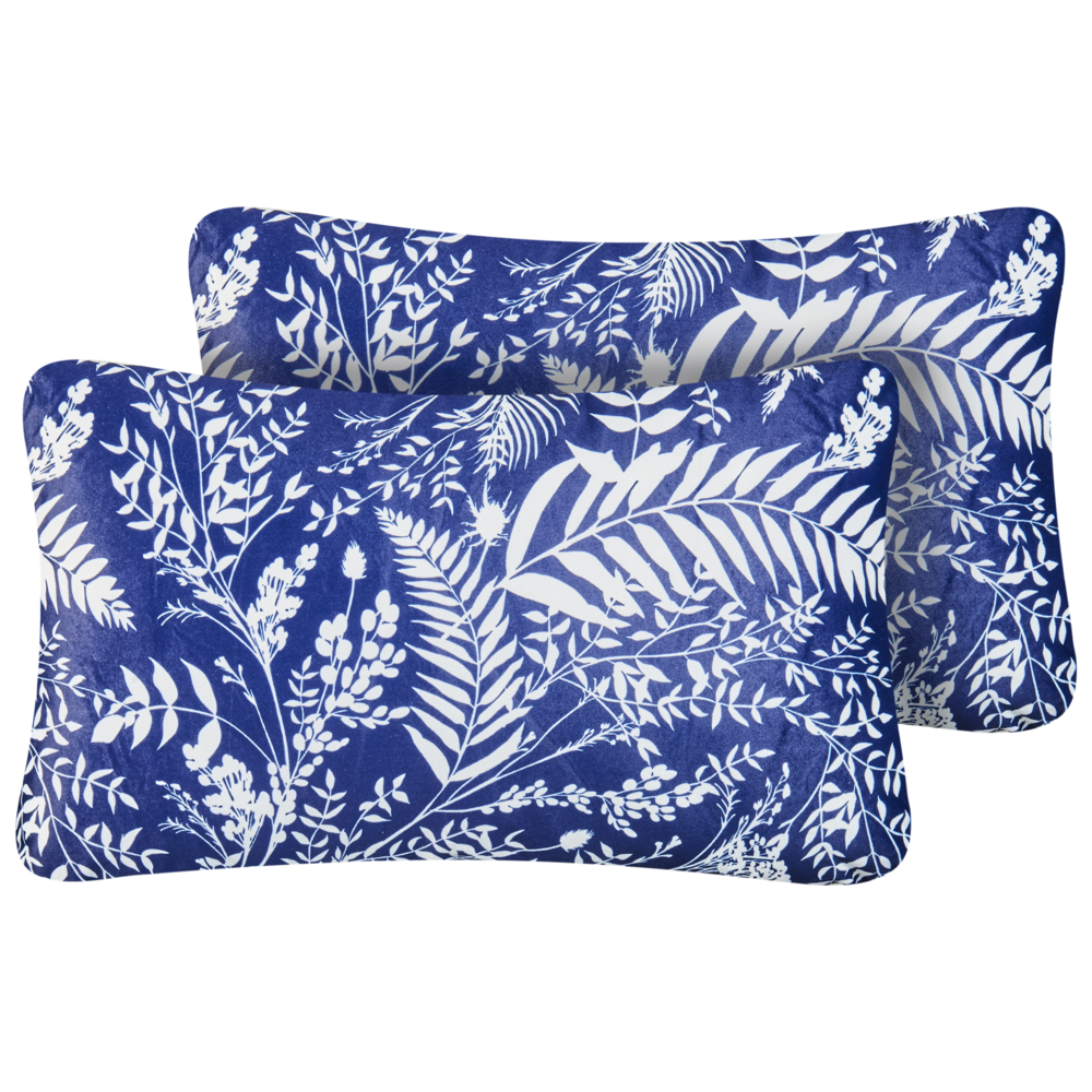 foto del prodotto set di 2 cuscini da esterno accessori da giardino motivo vegetale 30 x 50 cm blu