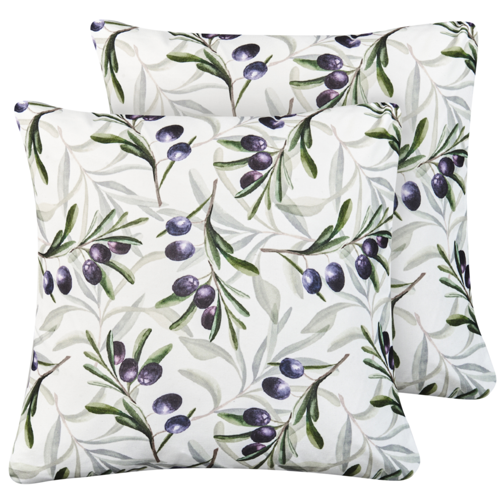foto del prodotto set di 2 cuscini da esterno in poliestere multicolore 45 x 45 cm con motivo a foglie accessorio da giardino